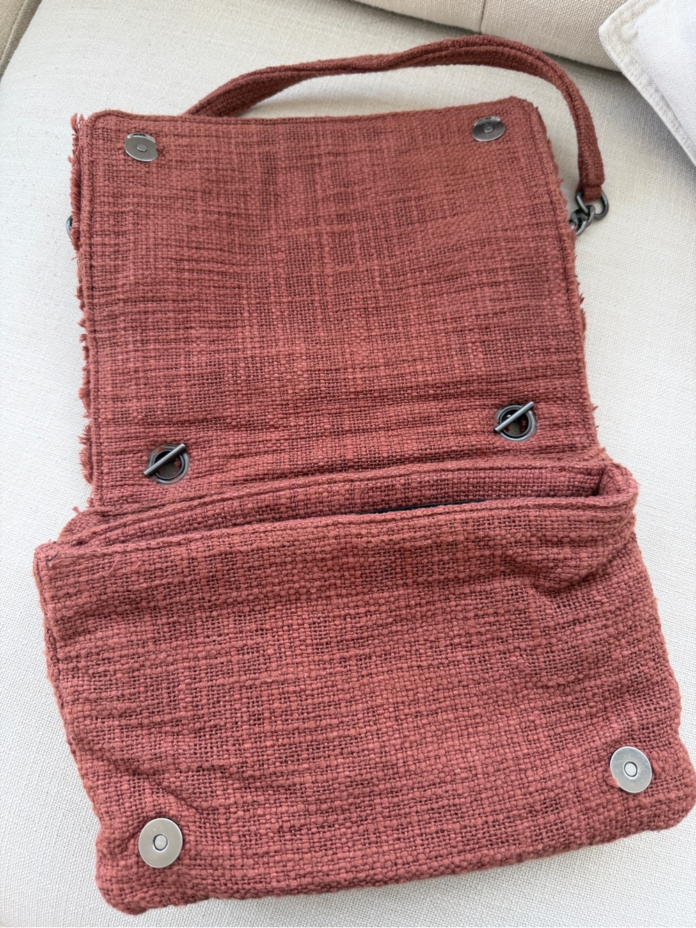 Zara Rust Plush Chain-Accent Shoulder Bag - Picture 4 of 6